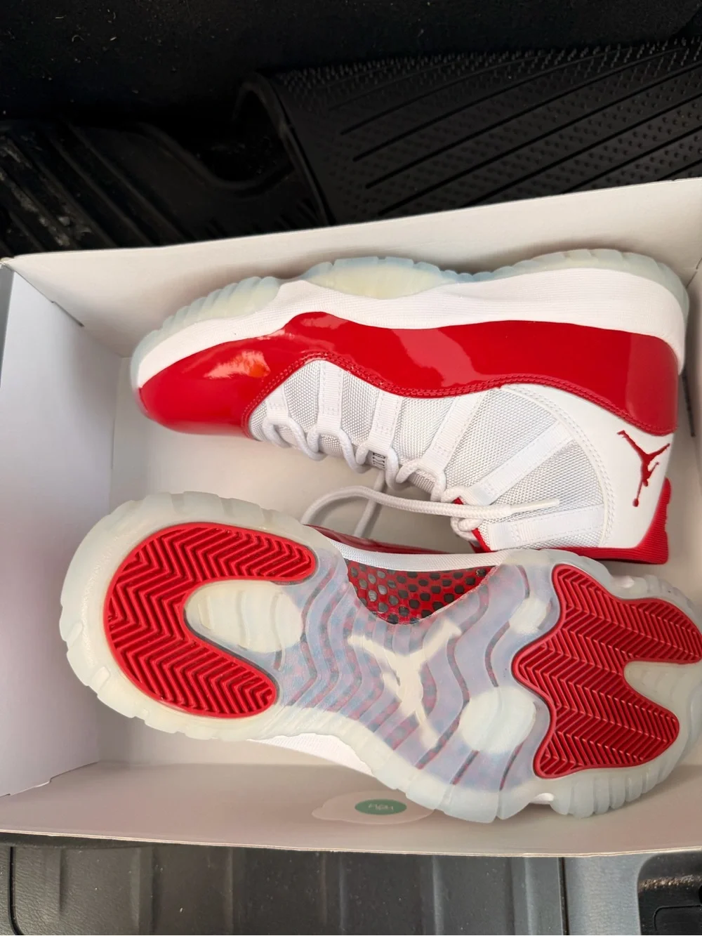 Men’s Red and White Jordan 11 Basketball Sneakers -
